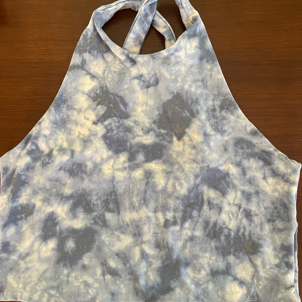 Abercrombie & Fitch Blue and White Tie-Dye Sports Bra
